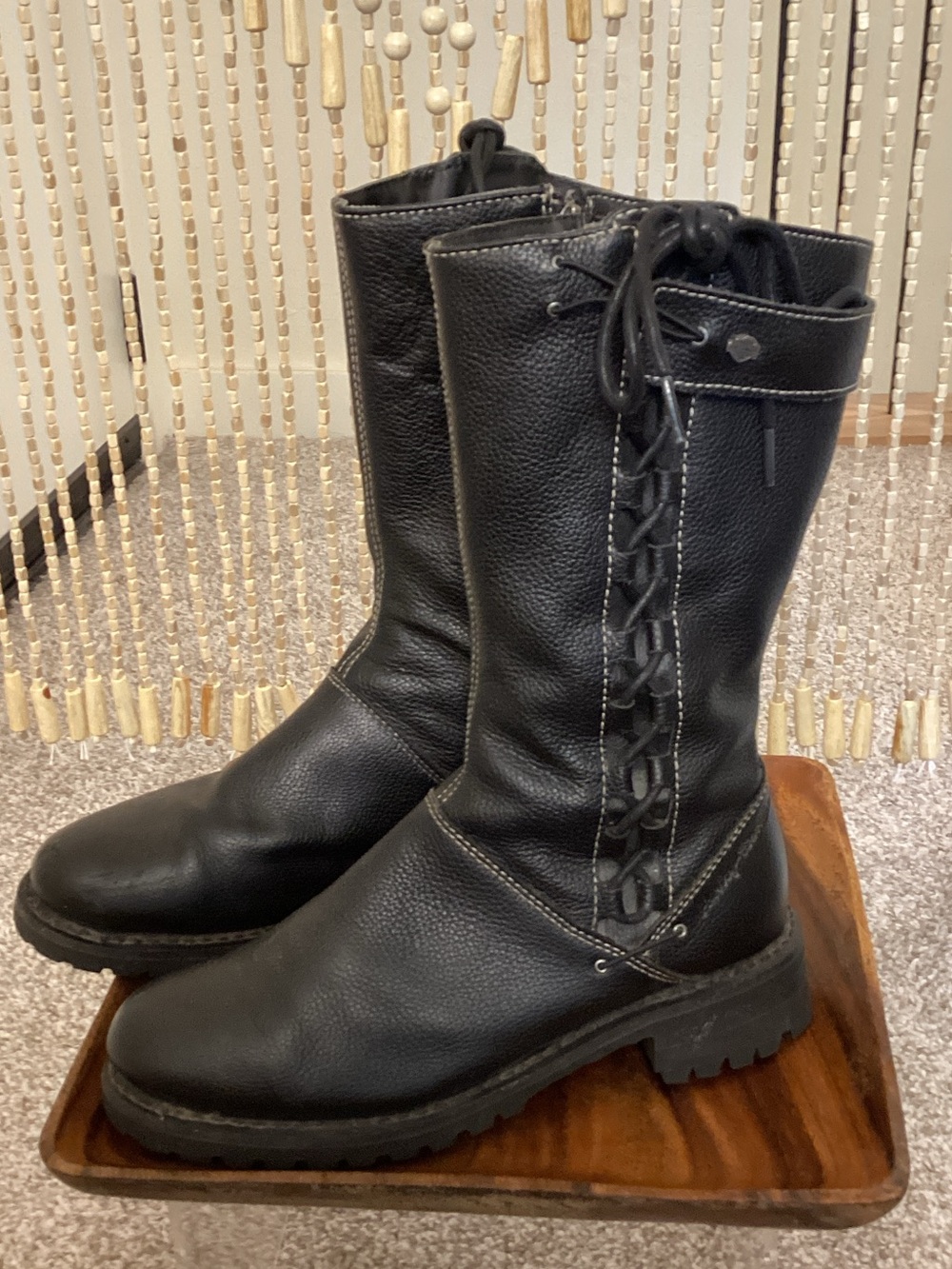Harley-Davidson Black Leather Lace-Up Combat Boots